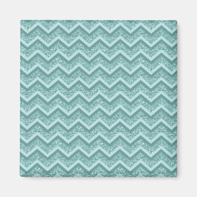 Aimant Motif ZigZag Parties scintillant Turquoise (Devant)
