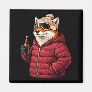Aimant Motifs animaux renard fête après-ski shirt skiAnim