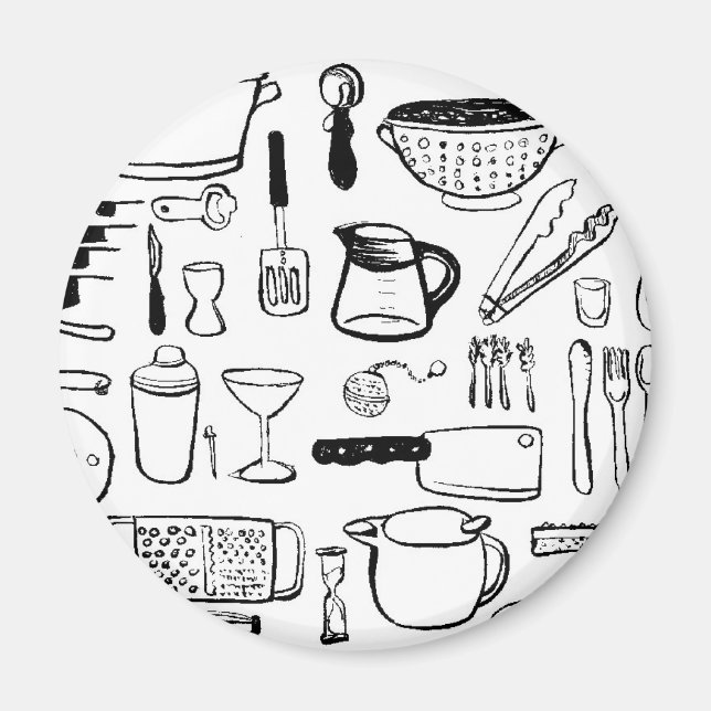 Aimant Motifs de cuisine colorés (Devant)