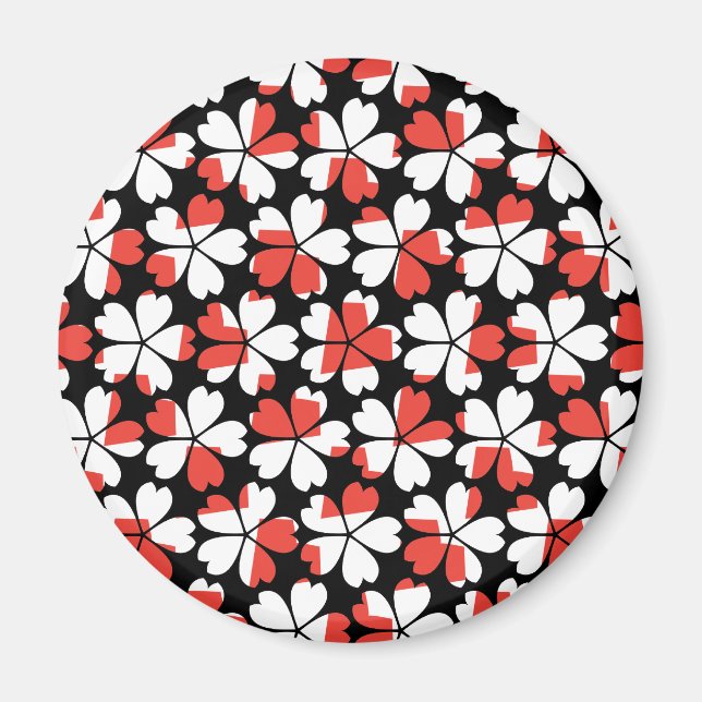 Aimant Motifs de fleurs blanches rouges mignons (Devant)