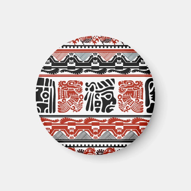 Aimant Motifs indiens, rouge noir, motif sans couture. (Devant)