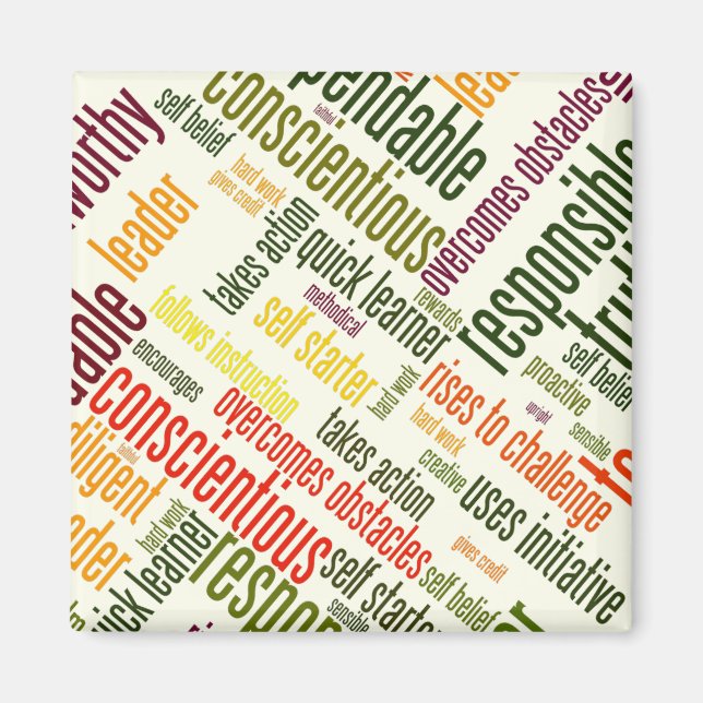 Aimant Motivation Mots #4 valeurs positives (Devant)