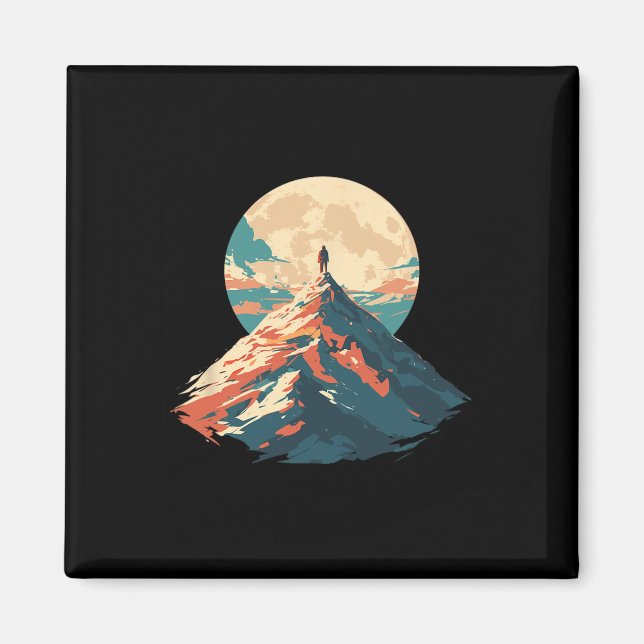 Aimant Motivational Mountain Peak Climbing Design - Natur (Devant)