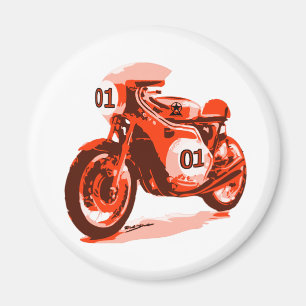Aimant Moto de emballage vintage rouge