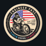 Aimant Moto du col de l'ingénieur Colorado<br><div class="desc">Engineer Pass fait dans un emblème de style vintage et en détresse. Il s'agit d'une célèbre route pittoresque située dans le Colorado et les montagnes de San Juan.</div>