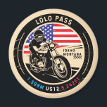 Aimant Moto Lolo Pass Idaho<br><div class="desc">Lolo Pass fait dans un emblème de style vintage et en détresse. Il s'agit d'une célèbre voiture pittoresque que l'on trouve dans l'Idaho et le Montana.</div>