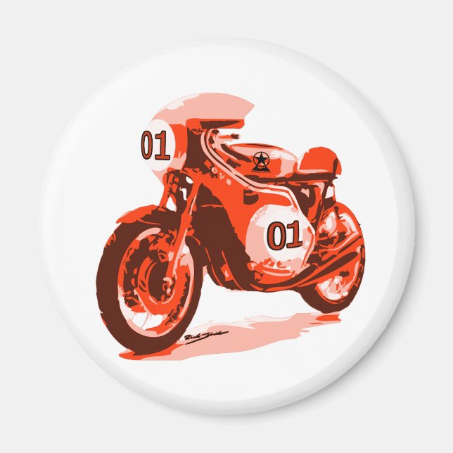 Aimant Moto Red Vintage Racing (Devant)