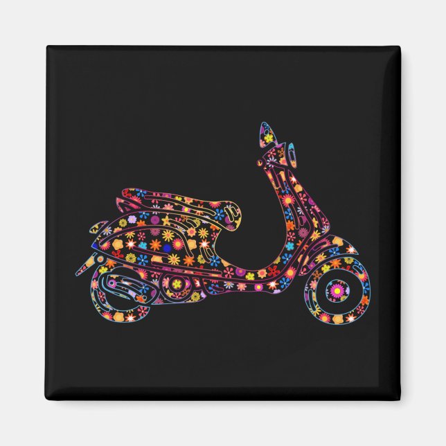 Aimant Moto-scooter à moteur Fleur Power (Devant)