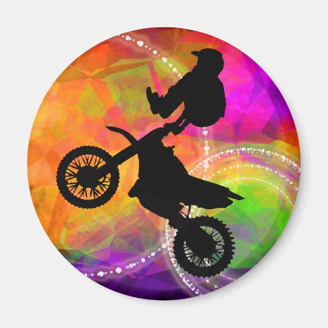 Aimant Motocross saute dans les cercles de feu (Devant)