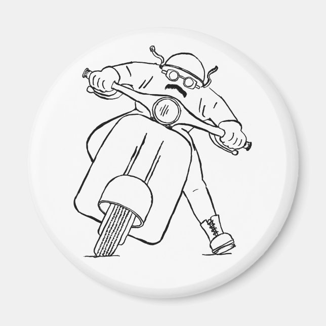 Aimant Motocycliste Rétro Avec Moustache (Devant)