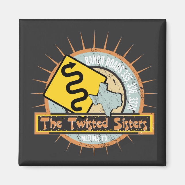 Aimant Motorcycle Road Les Soeurs tordues au Texas Biker (Devant)