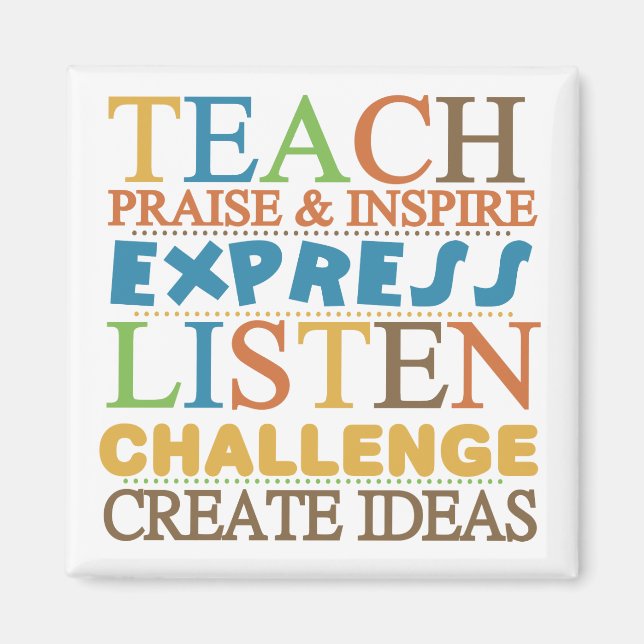 Aimant Mots De L'Enseignant À Vivre Par (Devant)