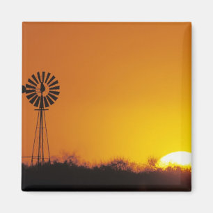 Aimant Moulin à vent au coucher du soleil, Sinton, Texas,