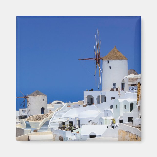 Aimant Moulin à vin en Oia, Santorin, Grèce (Devant)