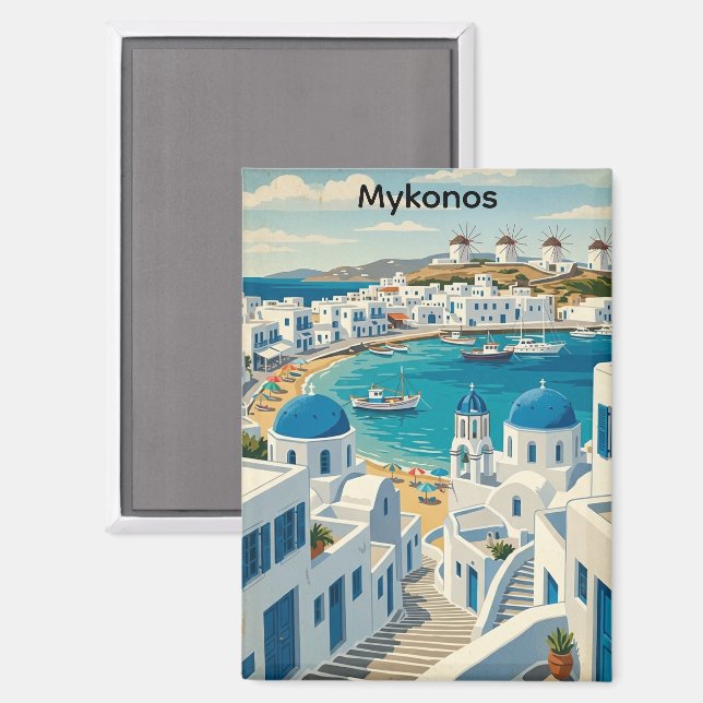 Aimant Moulins à vent de Mykonos Grèce Architecture  (Recto/Verso)
