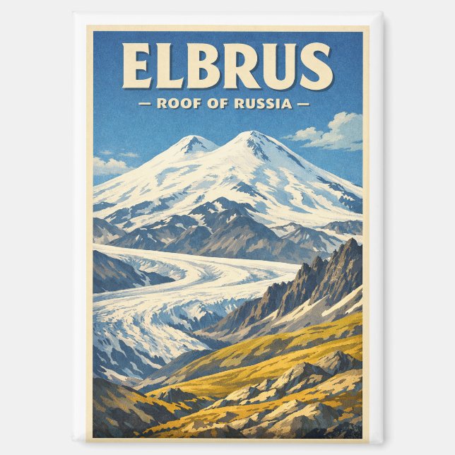Aimant Mount Elbrus, Russia, in a classic retro (Recto)