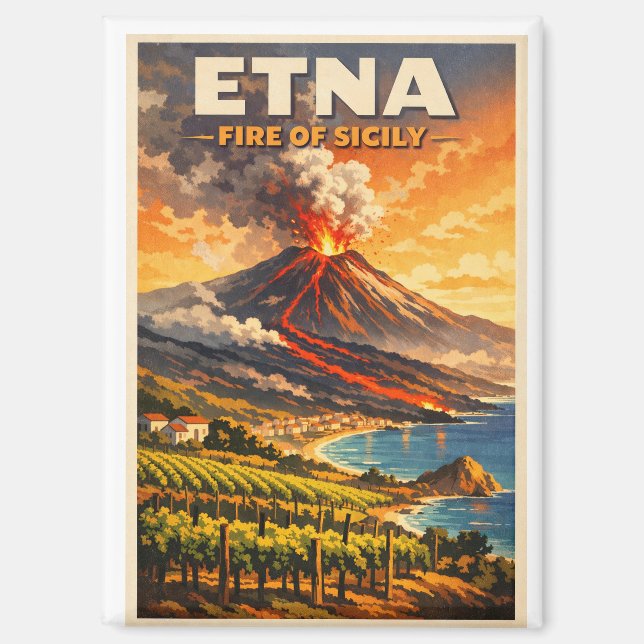 Aimant Mount Etna, Italy, in a classic retro (Recto)