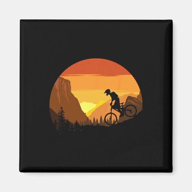Aimant Mountain Biking Retro Sunset Trail Rider  (Devant)