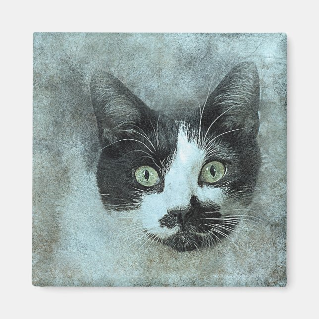 Aimant Mouser noir et blanc | ABSTRAIT | Aquarelle (Devant)