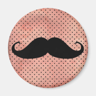 Aimant Moustache drôle sur l'arrière - plan rose mignon