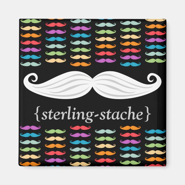Aimant Moustaches Arc-en-ciel "Stache-Staline" (Devant)