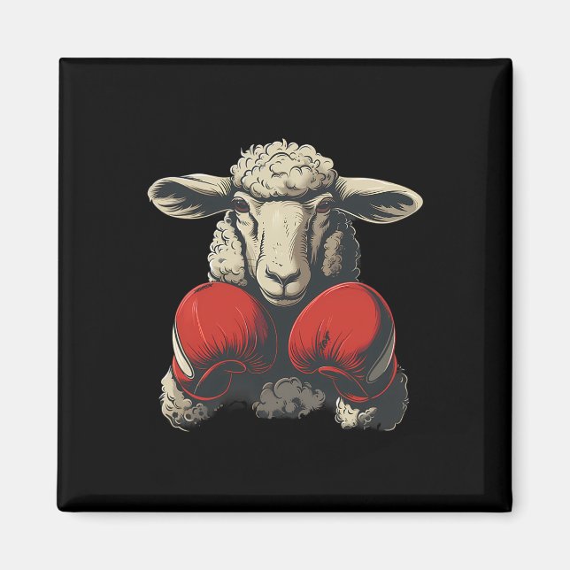 Aimant Moutons boxeurs avec gants de boxe Kickboxing Drôl (Devant)