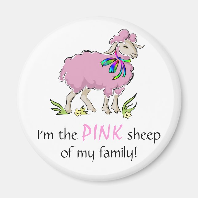Aimant Moutons roses de la famille (Devant)