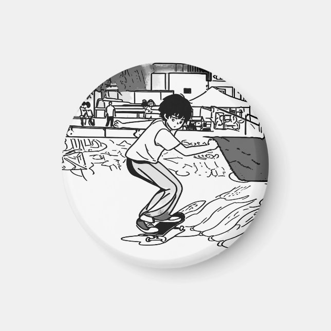 Aimant Mouvements de skateboard - Jeune skateur (Devant)