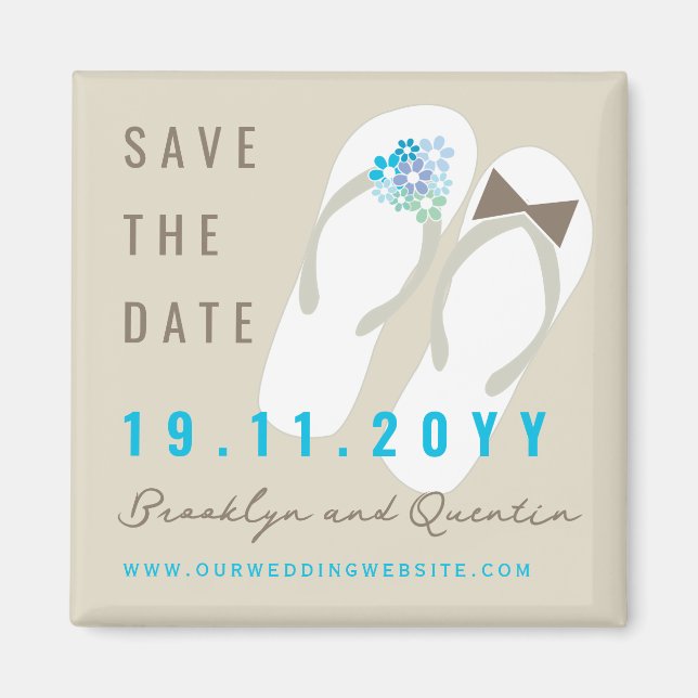 Aimant Mr & Mrs Flip Flops Beach Wedding Enregistrer La D (Devant)