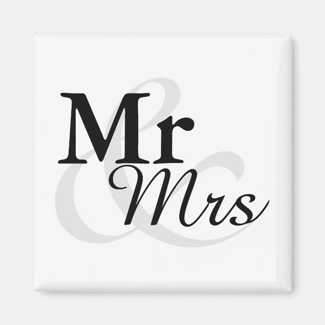 Aimant Mr&Mrs Simple Elegant Typographie Mariage Faveur (Devant)