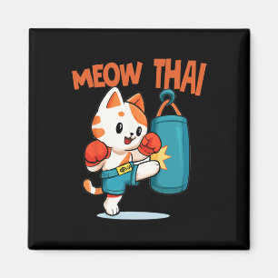 Aimant Muay Thai Funny Amoureux des chats Thai Boxing Tha