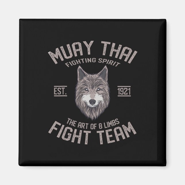 Aimant Muay Thai Loup Boxe Thaïlandaise Kickboxing  (Devant)