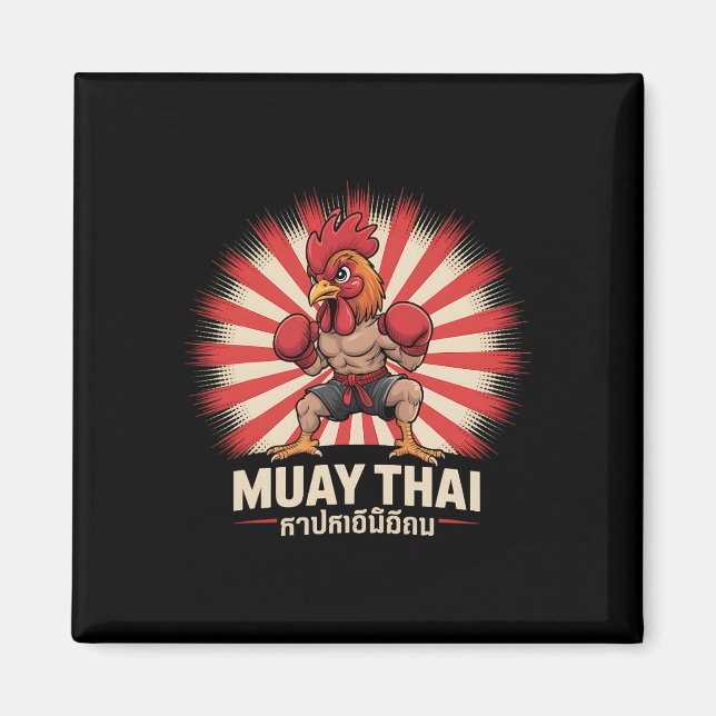 Aimant Muay Thai Rooster Fighter Kickboxing Boxing Sporty (Devant)