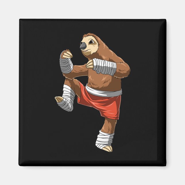 Aimant Muay Thai Sloth - Boxe Thaïlandaise et Kickboxing  (Devant)