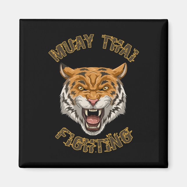Aimant Muay Thai Tiger - Cadeau de boxe thaïlandaise et k (Devant)