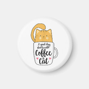 Aimant Mug de café chat orange drôle amateur de chat
