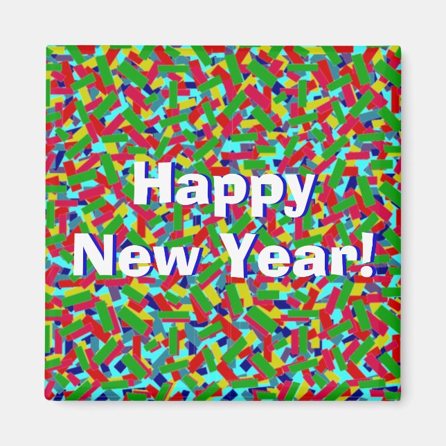 Aimant Multicolor Confetti "Bonne année !" (Devant)