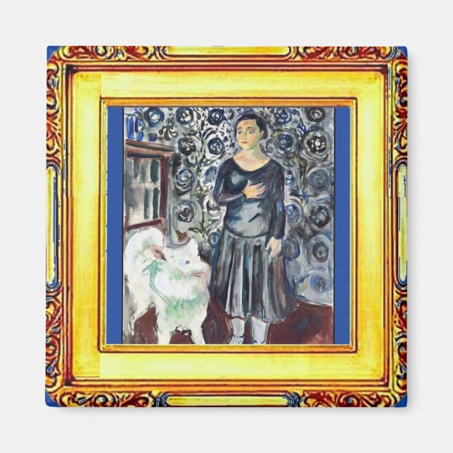 Aimant Munch, Woman et White Dog (Devant)