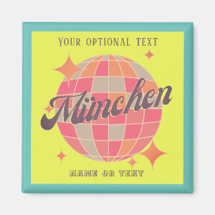 Aimant München Bayern Deutschland Retro néon jaune