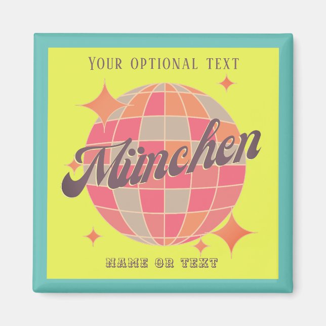 Aimant München Bayern Deutschland Retro néon jaune (Devant)