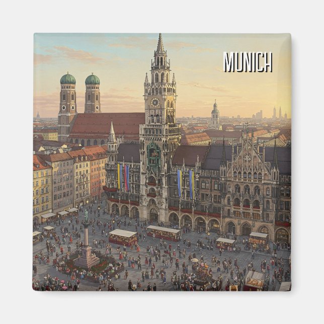 Aimant Munich Marienplatz Allemagne Voyage (Devant)