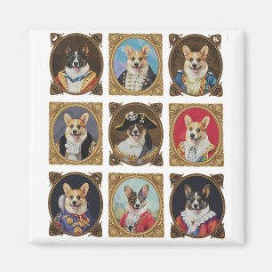 Aimant Mur du musée vintage, Portraits de chiens de corgi