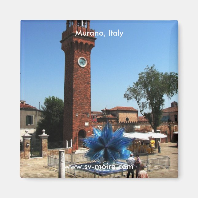 Aimant Murano, Italie Tour d'horloge et sculpture en verr (Devant)