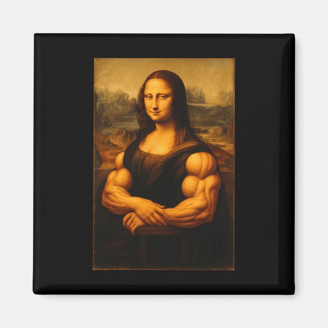 Aimant Muscle Mona Lisa Bodybuilder Poids Gymnase Et (Devant)