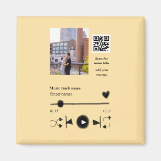Aimant Music player personalized couple love q r code tex