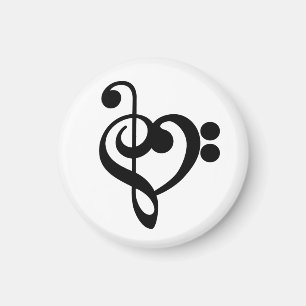 Aimant Musicien Coeur de musique - Treble Bass Clef