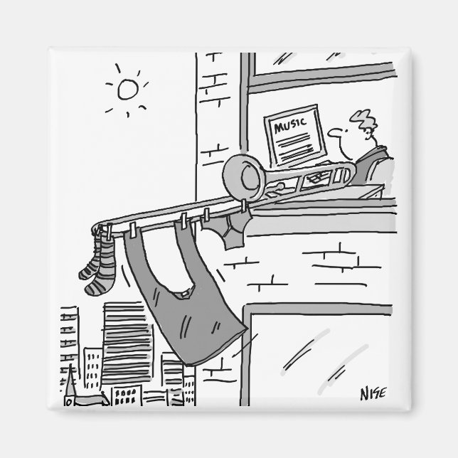 Aimant Musicien Drôle Joueur Trombone (Devant)