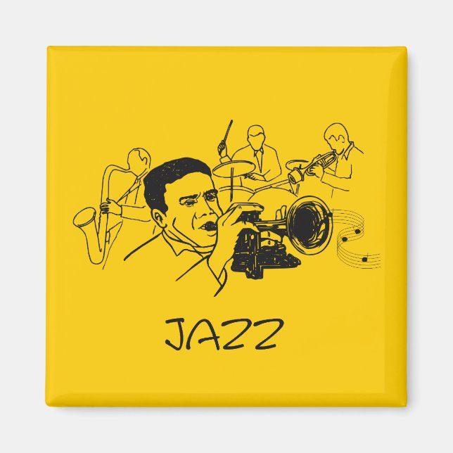 Aimant Musicien JAZZ avec trompette et notes musicales (Devant)