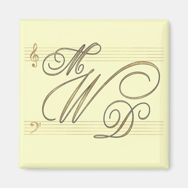 Aimant Musiciens amoureux logo mariage monogramme (Devant)