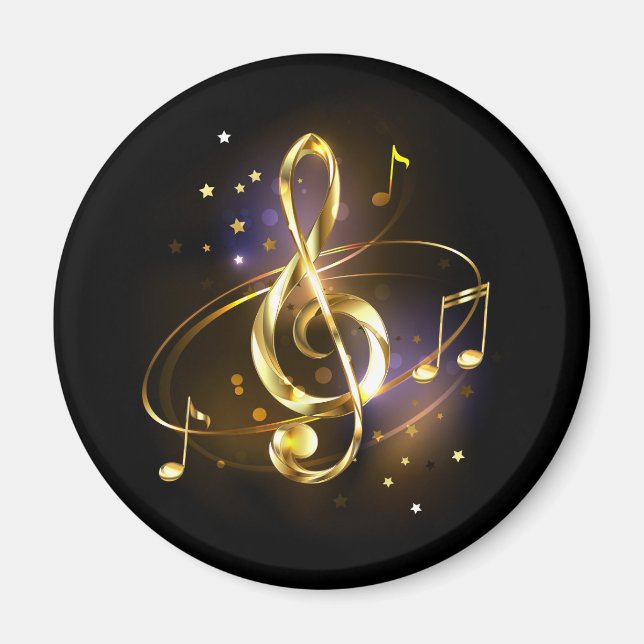 Aimant Musique de clé de sol en or (Devant)